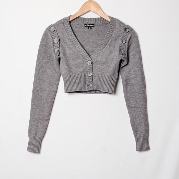 FOR LOVE AND LEMONS Joan Cardigan Sweater and Vest Button Crop Grey XS - Picture 5 of 10